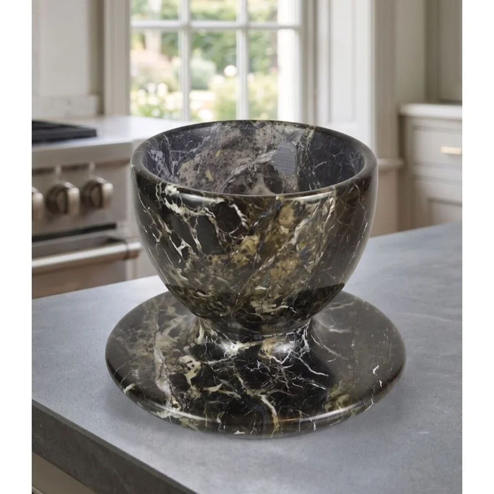 Marble Butter Dish with Lid Handmade Black French Kitchen Butter Crock Keeper